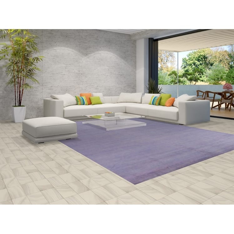 Hand Knotted Oriental 100% Wool Carpet Modern Solid Purples Gabbeh Area Rug - 12' 8'' X 10' 0''