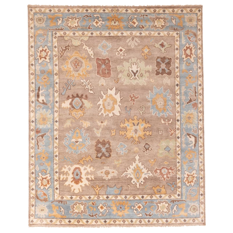 ECARPETGALLERY Hand-knotted Modern Oushak Taupe Wool Rug - 8'1 x 9'10