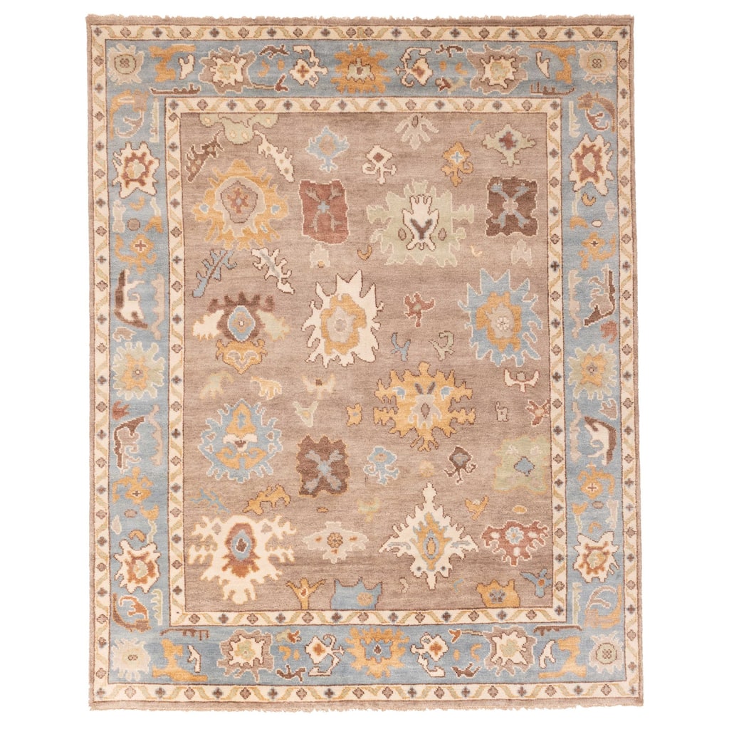 ECARPETGALLERY Hand-knotted Modern Oushak Taupe Wool Rug - 8'1 x 9'10