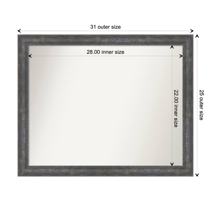 Angled Non-Beveled Wood Framed Bathroom Vanity Wall Mirror - Angled Metallic Rainbow - Glass Size 28x22