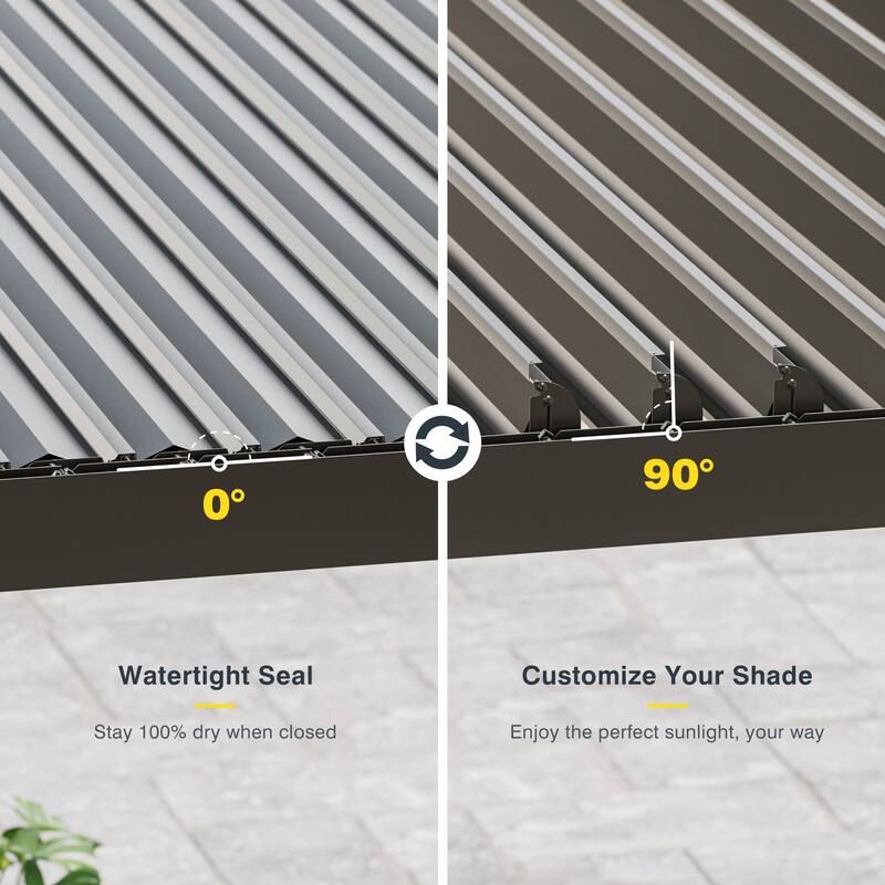 Patio Louvered Pergola with Adjustable Roof, Aluminum Steel Pergola