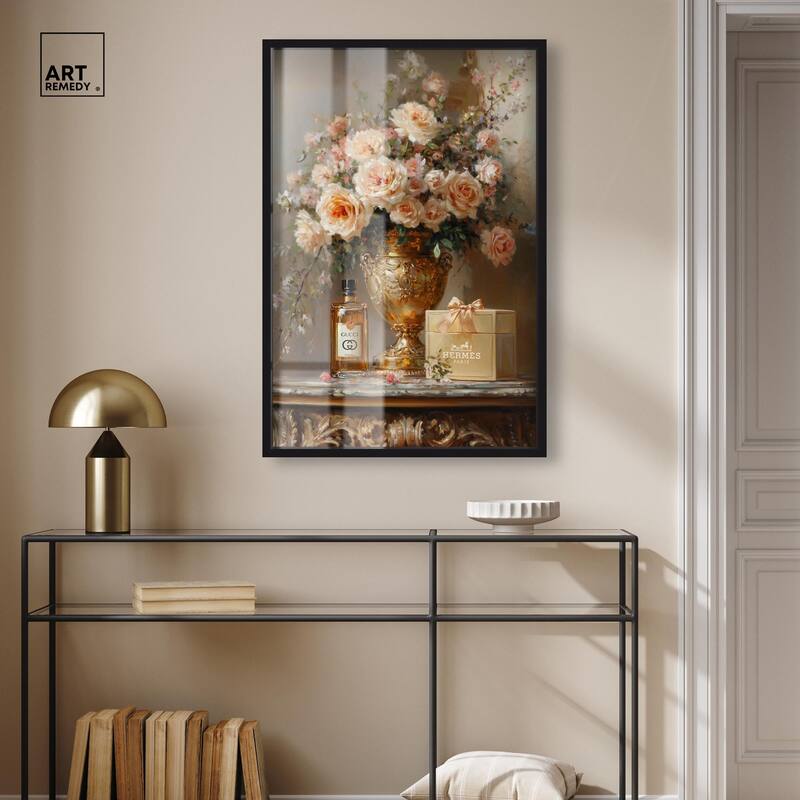 Classical Vase Tans and Floral Shadowbox by Art Remedy