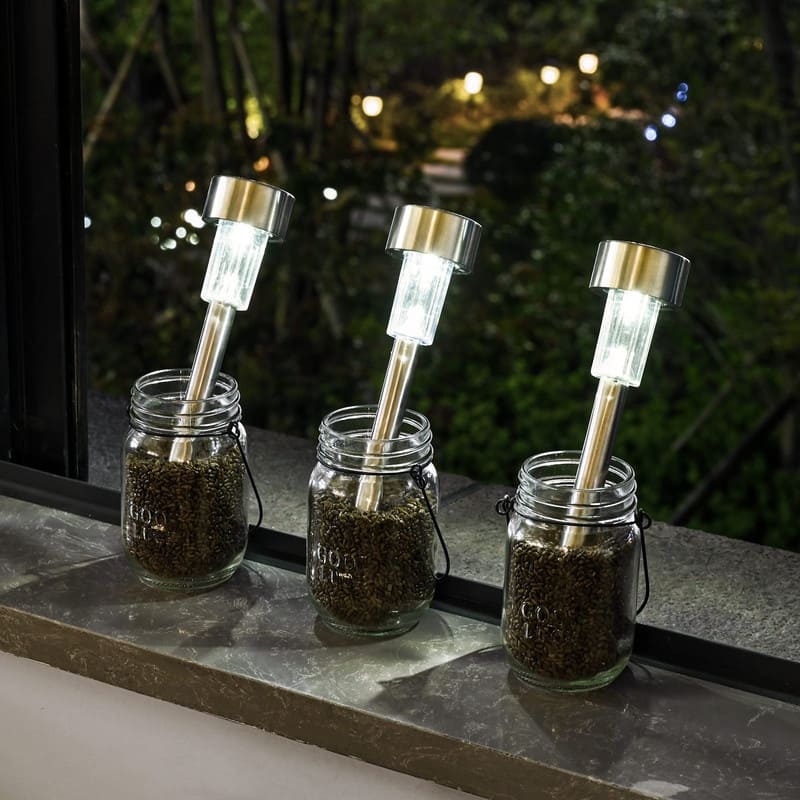 AUBVERCSolar 12 Pack Stainless Steel Solar Lights Outdoor Waterproof LED Landscape Lighting Solar Walkway Lights - 12 Pack