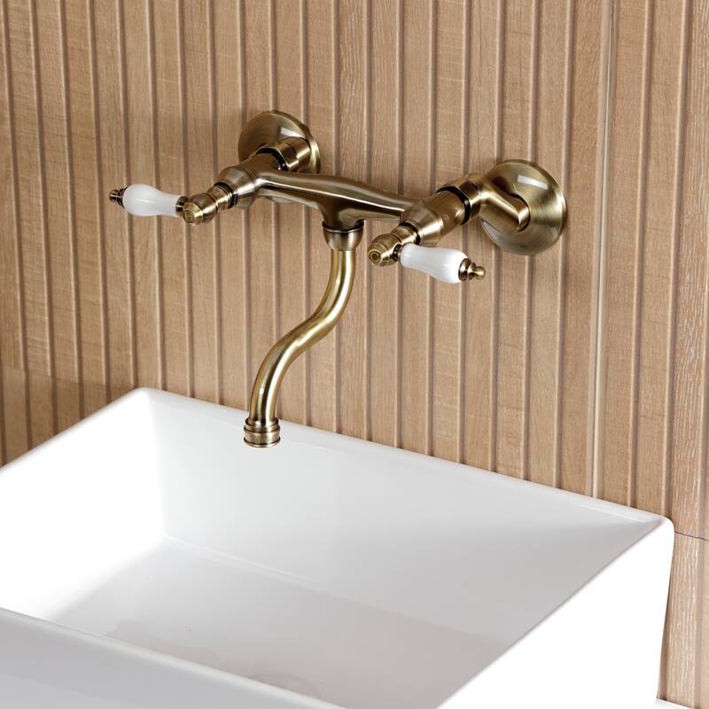 Kingston Brass Kingston Two-Handle 2-Hole Wall Mount Bathroom Faucet