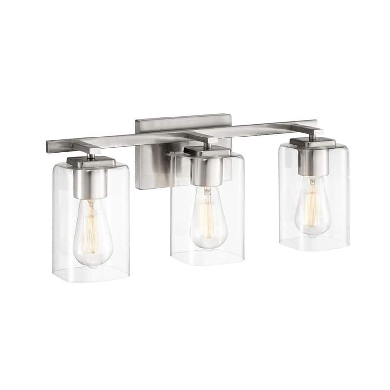 KAWOTI 20.75in. 3-light Brushed Nickel Glass Bathroom Vanity Light