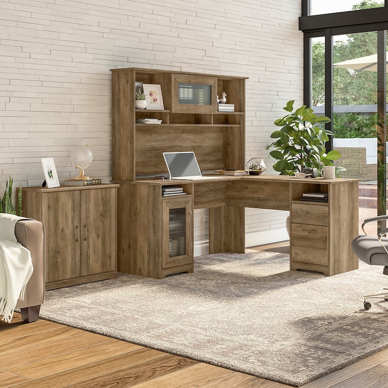 Cabot 60W L-Desk with Hutch and Storage Cabinet by Bush Furniture