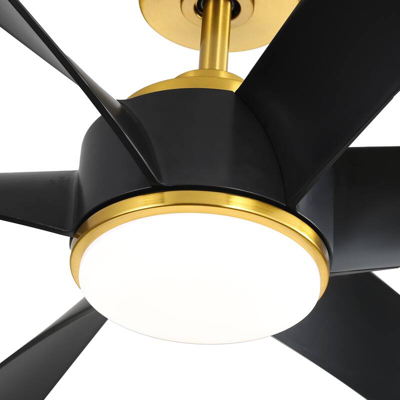 65-inch Black 6-Blade LED Ceiling Fan with Light and Remote