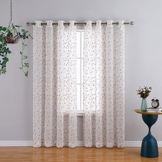 Garvee White Floral Window Curtains,Light Filtering Curtains Rustic ...