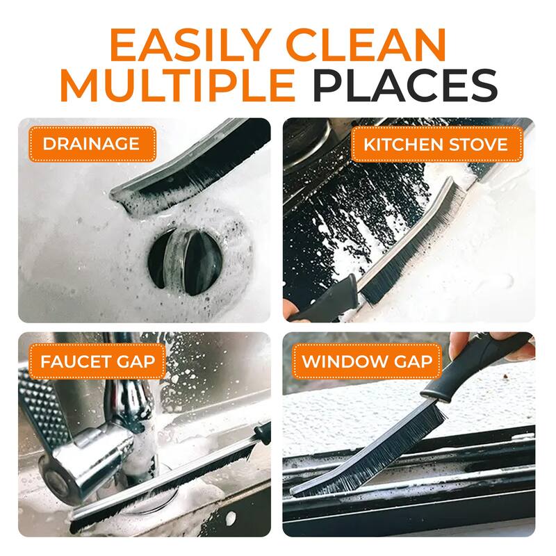 Cheer Collection 3 Piece Crevice Cleaning Brush Set with Fine Bristles