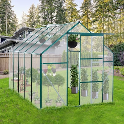 6x10 FT Polycarbonate Greenhouse with Raised Base and Anchor