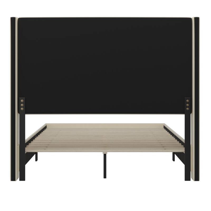 Upholstered Platform Bed with Channel Stitched Headboard