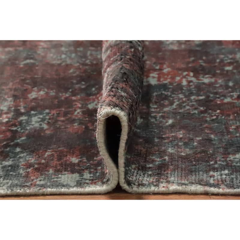 Hand Knotted Oriental Viscose Silk Carpet Modern All-Over Oranges & Rust Abstract Area Rug - 7' 11'' X 5' 5''