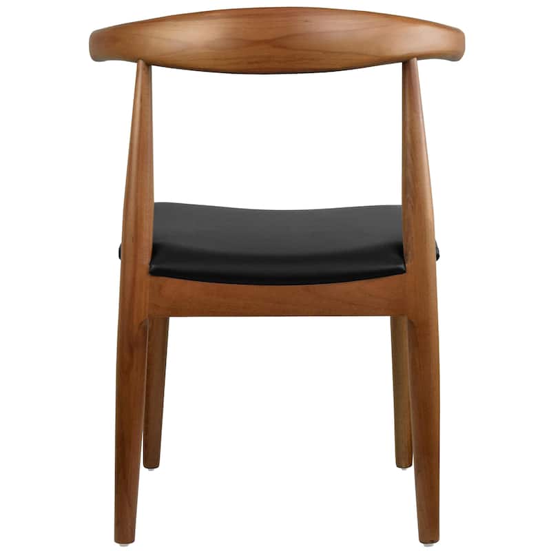 Natural Solid Wood Dining Elbow Chairs With PU Leather or Beige Fabric Cushion Seat And Oak Frame