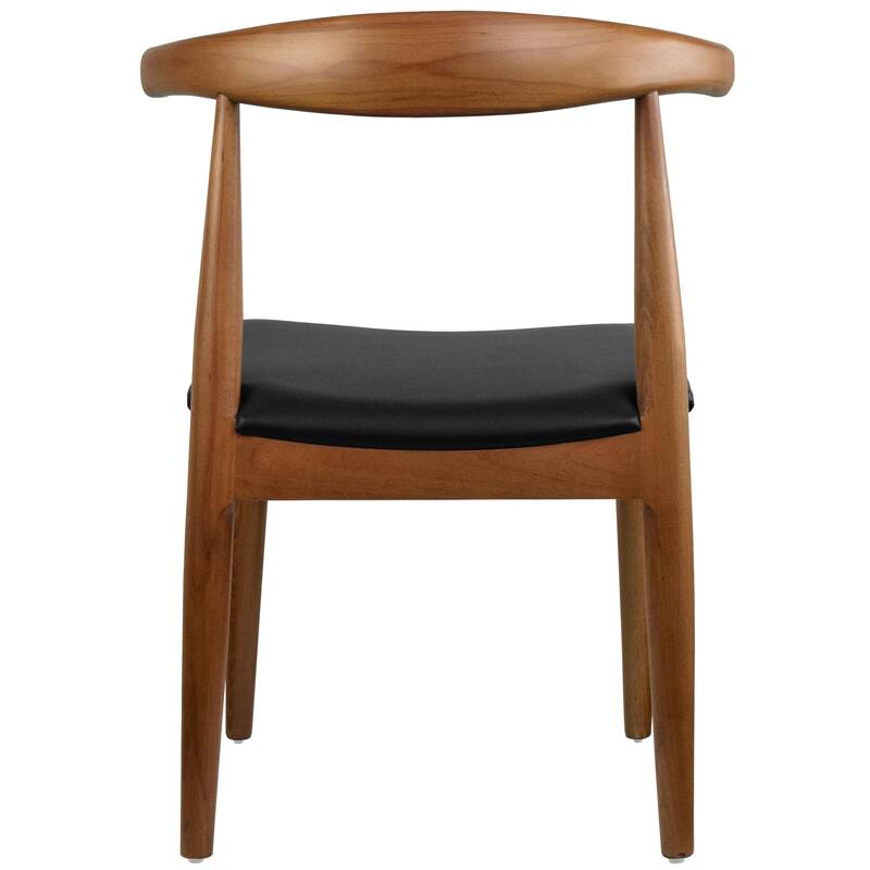 Set of 2 Kennedy Elbow Chairs Farmhouse Wooden Dining Chairs With PU Leather Or Fabric Cushion Seat, Modern Accent Side Chairs