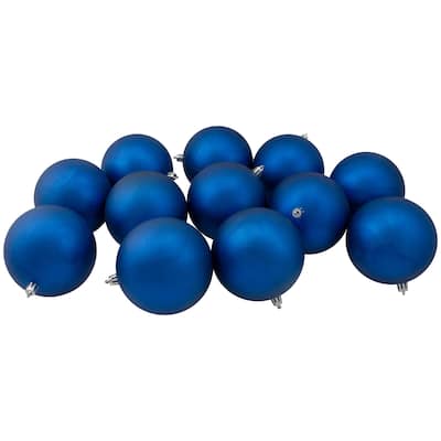 12ct Lavish Blue Shatterproof Matte Christmas Ball Ornaments 4"