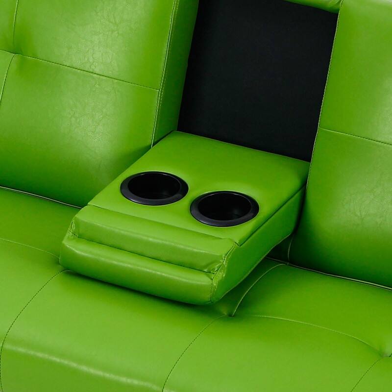 66.8" PVC Multifunctional Sofa Bed With Cup Holder