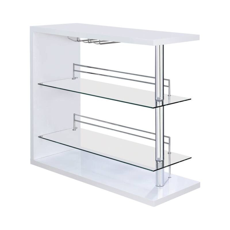 Rectangular 2-Shelf Bar Unit Glossy White