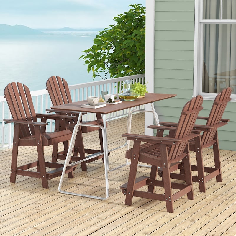 Gymax Tall Bar Stool HDPE Patio Chair w/ Armrest Footrest Home Indoor