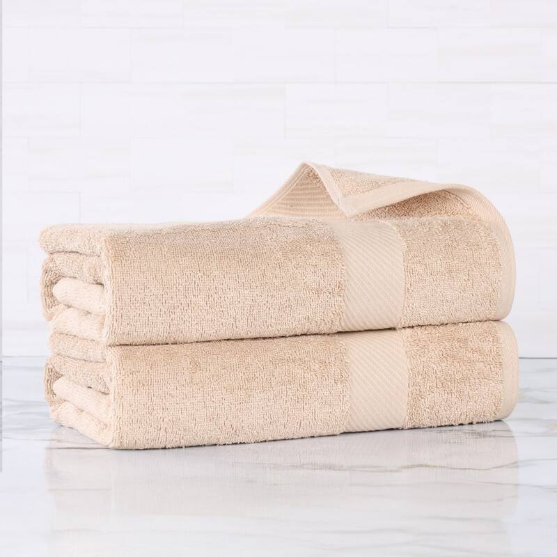 Superior Luxury Solid Highly Absorbent Egyptian Cotton Bath Sheet Towel - (Set of 2) - Fawn