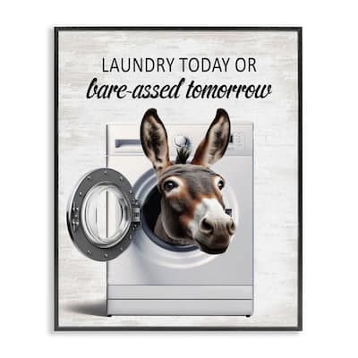 Stupell Sassy Laundry Donkey Pun Framed Giclee Art Design By Lettered and Lined