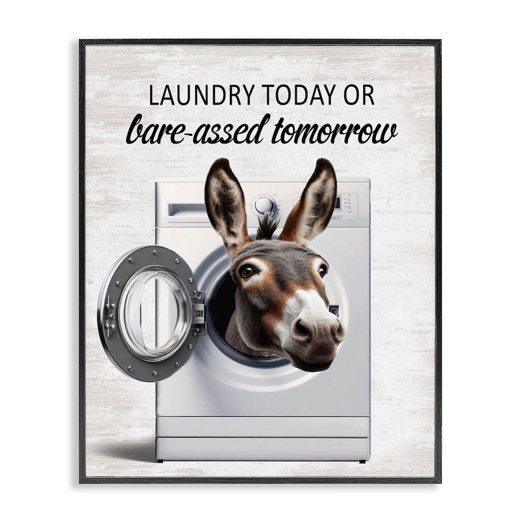Stupell Sassy Laundry Donkey Pun Framed Giclee Art Design By Lettered and Lined