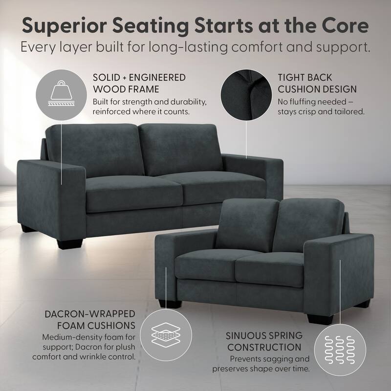 Yvonne Modern Sofa, Loveseat, Living Room Set, Upholstered Couch with Removable Cushions
