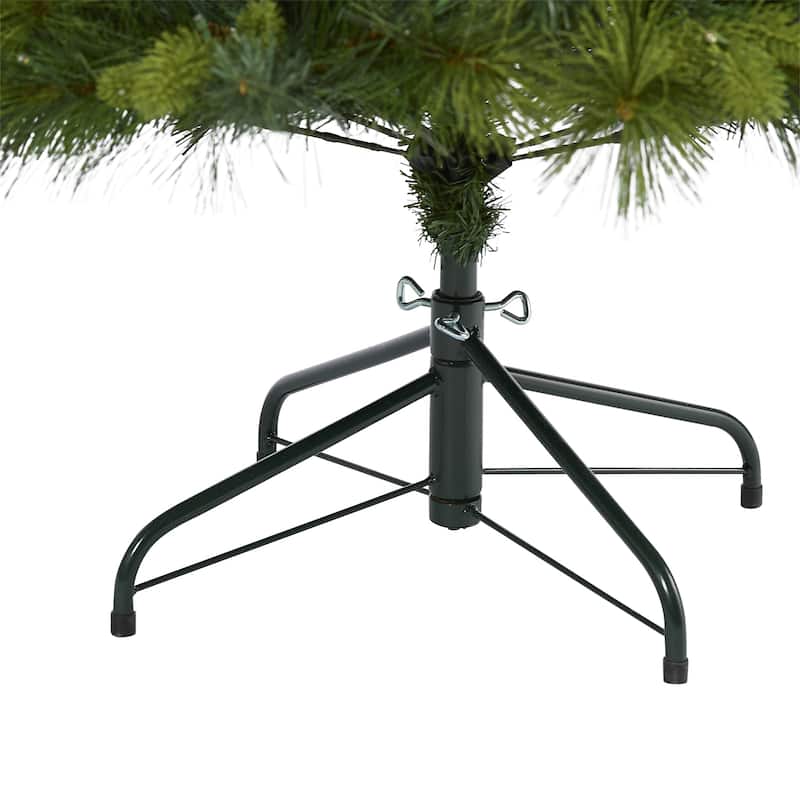 5ft Slim Christmas Tree with Lights - Artificial Pine Tree, 711 Tips, Warm White LED Lights, Holiday Decor - Green - 60