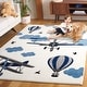 preview thumbnail 3 of 29, SAFAVIEH Carousel Kids Rudolfina Airplane Rug 2' x 8' Runner - Ivory/Blue
