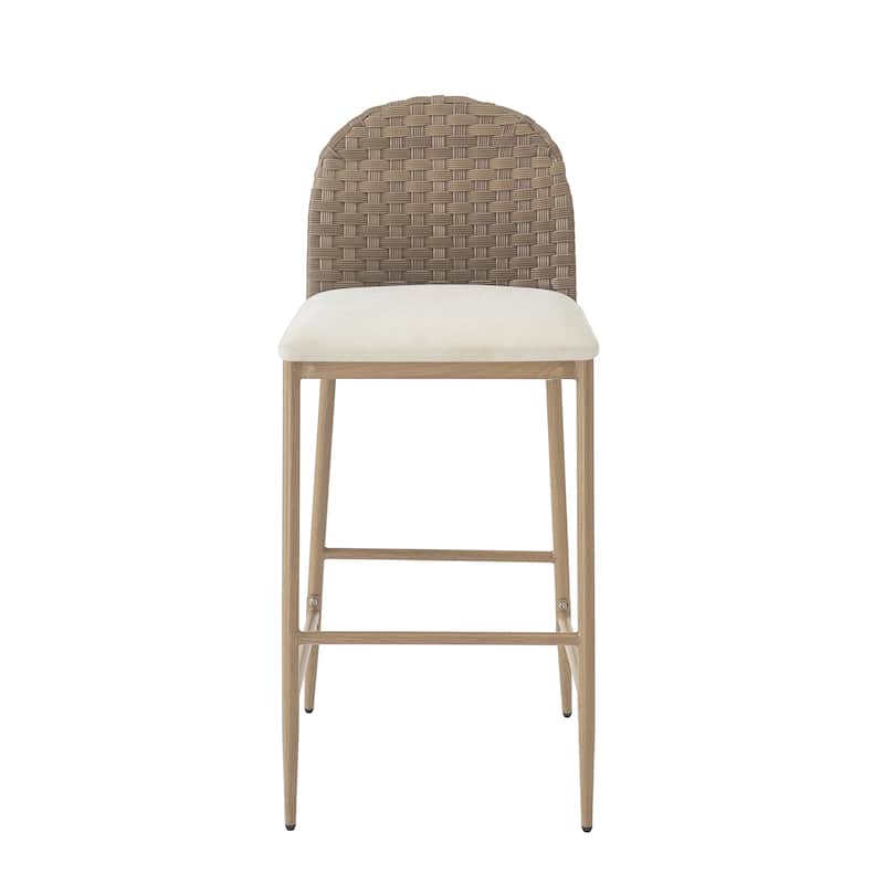 Christopher Knight Home - Esme Barstool in Iron & Rattan with Upholstered Cushion (Set of 2)