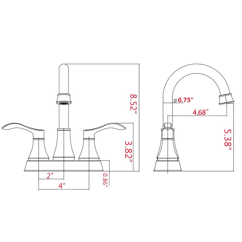 PROOX 4-inch Swivel Spout Centerset 3-hole Bathroom Faucet with Pop-up Drain