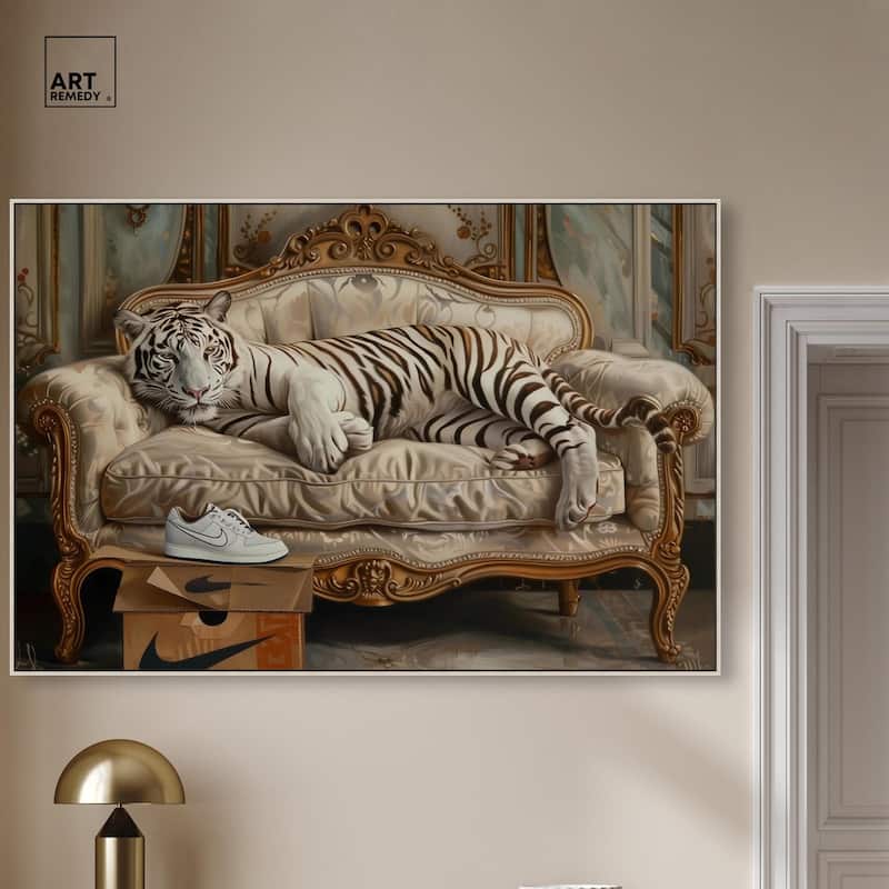 Lounging Sneaker Tiger Canvas by Art Remedy