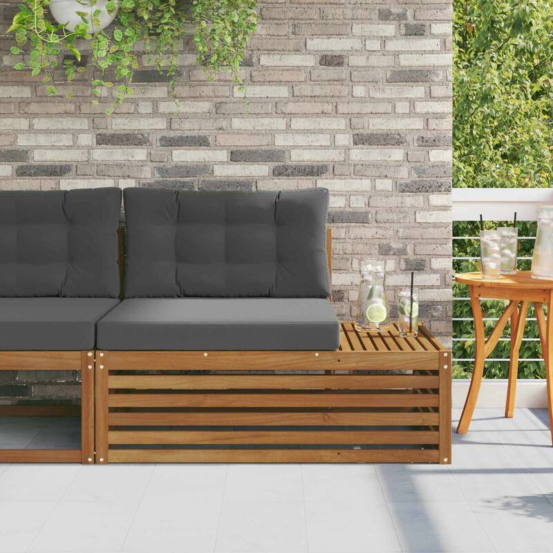 vidaXL Outdoor Sofa Solid Acacia Wood Natural - Natural and anthracite-End sofa