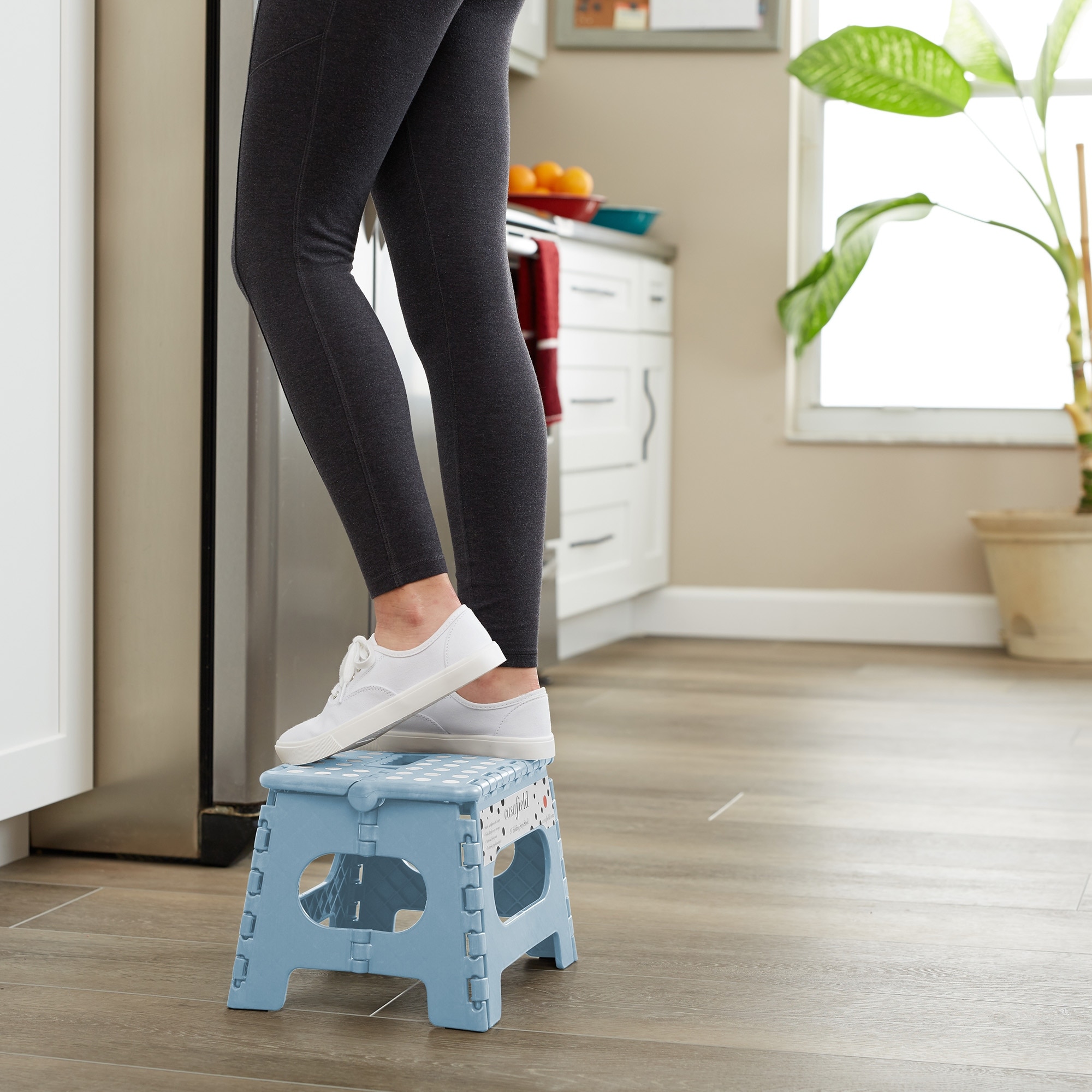 9in Folding Step Stool with Handle Set of 2 for AdultsKids Blue