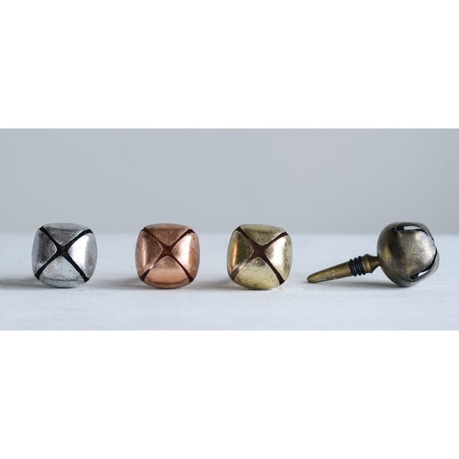 Metal Bottle Stopper with Bell - Set of 4 - Multi