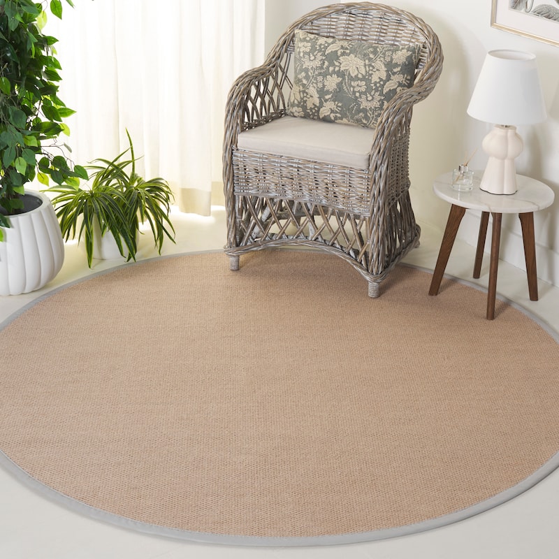 SAFAVIEH Natural Fiber Burgunda Farmhouse Jute Rug - Natural/Beige - 6' Round