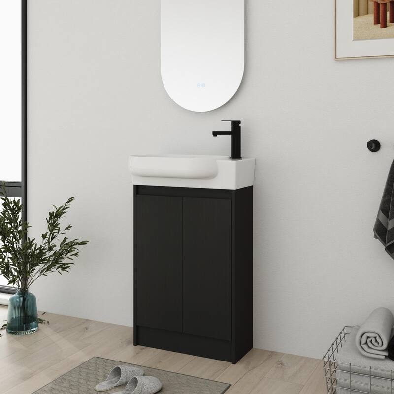 Bathroom Vanity With Sink In 16/18/23 Inch, Floating/Freestanding Bathroom Vanity With Soft Close Door