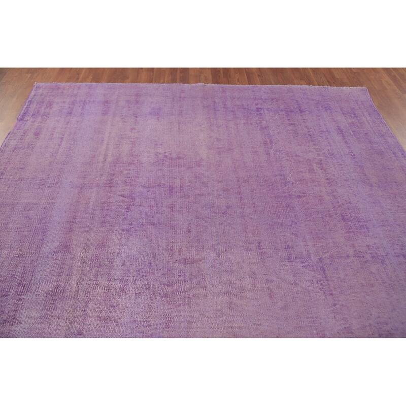 Purple Anatolian Turkish Vintage Area Rug Hand-Knotted Wool Carpet - 7'4" x 11'1"