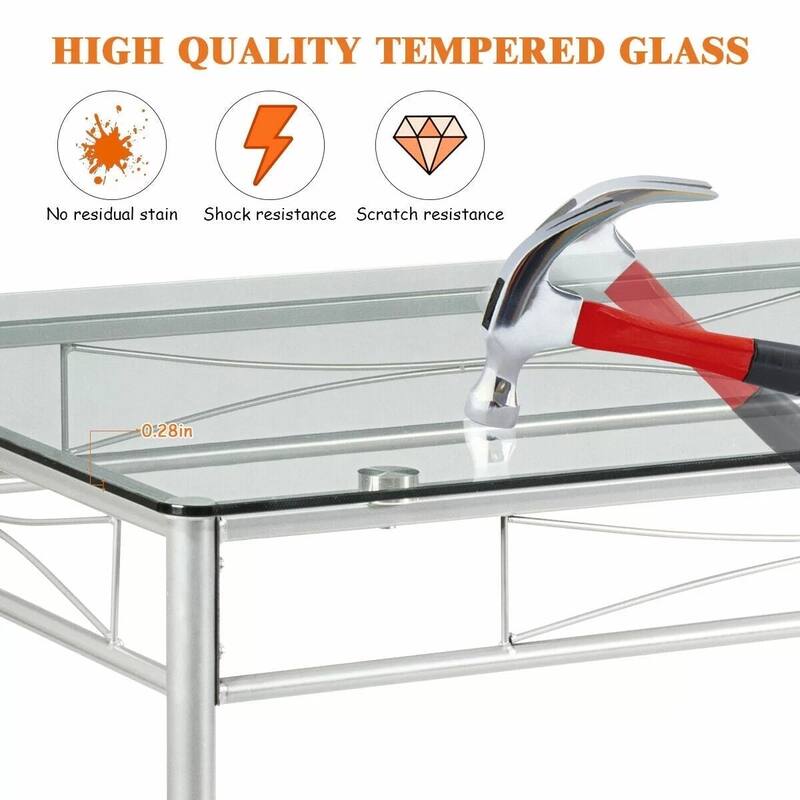 VECELO Sliver Dining Table and Chairs, Dining Sets with 4 Placemats