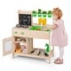 preview thumbnail 1 of 8, Gymax Kids Mud Kitchen Play Pretend Kitchen w/ Chalkboard Stoves Natural