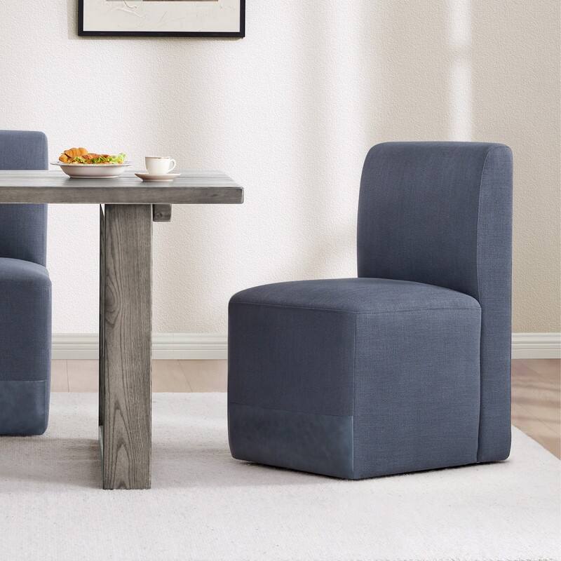 Spruce & Spring Charlotte Upholstered Dining Chairs with Casters Set of 2