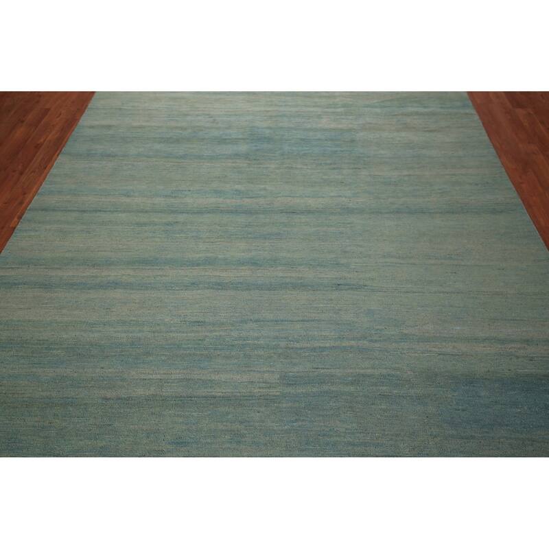 Oriental Green & Blue Modern Gabbeh Area Rug Handmade Wool Carpet - 6'6" x 9'9"
