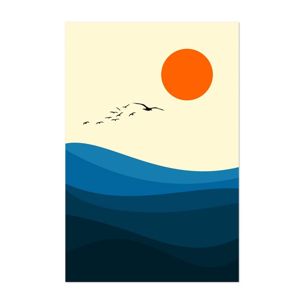 Royal blue ocean Illustrations Abstract Coastal Art Print/Poster