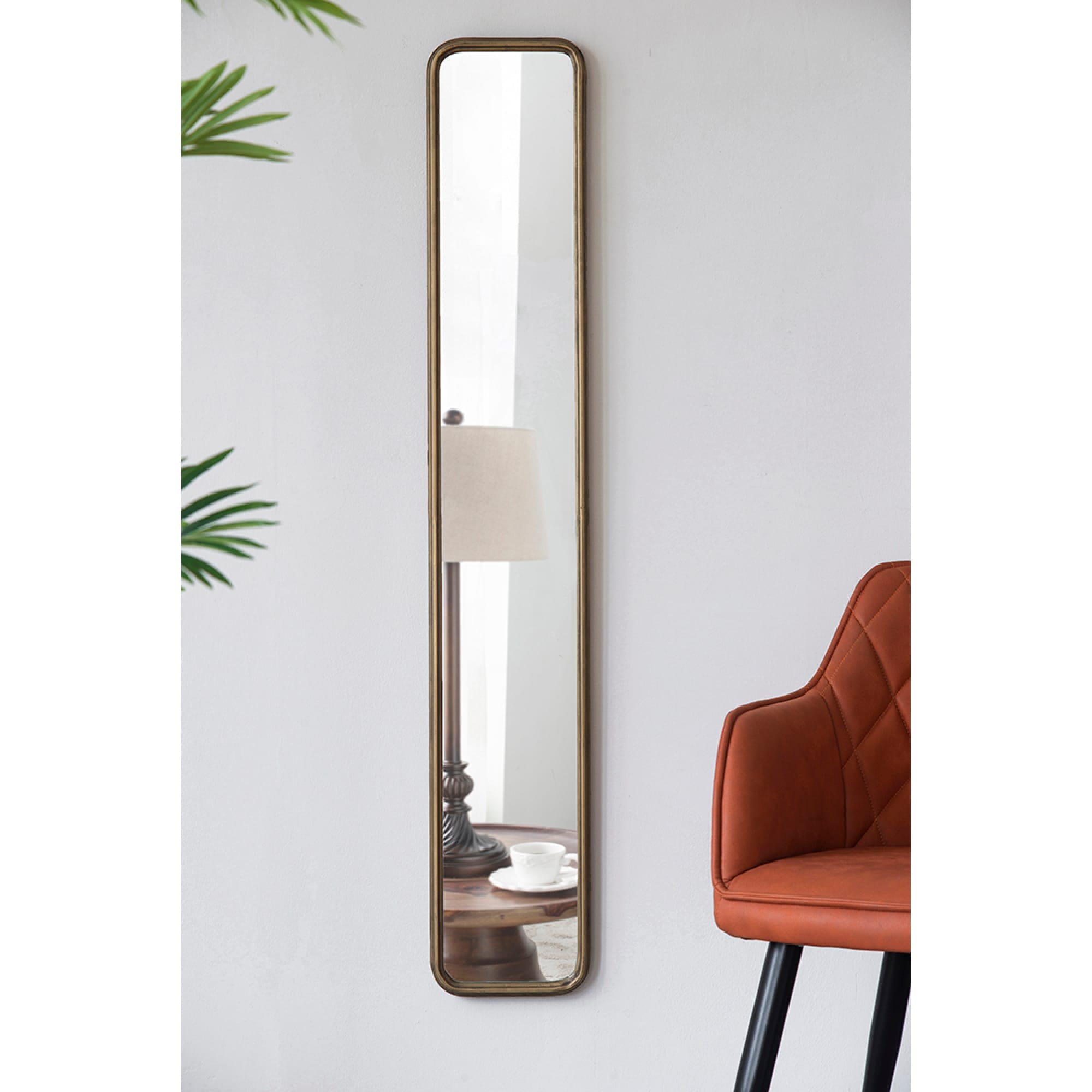 47" x 8" Full Length Mirror with Antique Gold Metal Frame