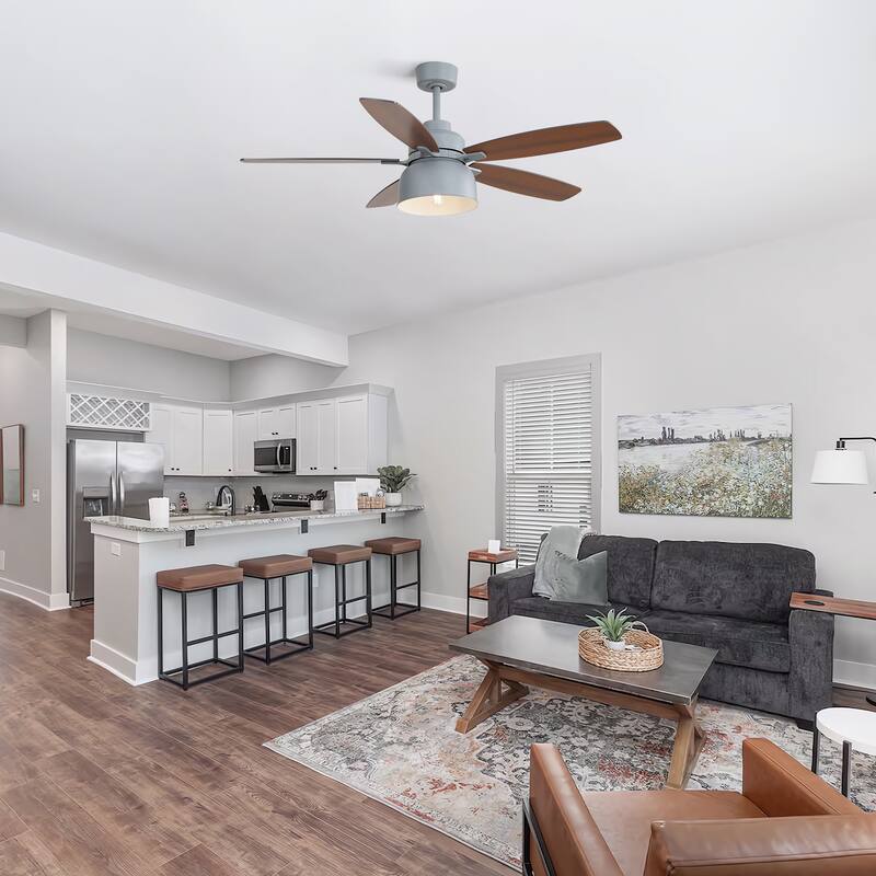 52-Inch Ceiling Fan With Light, E26 Bulb Included, Remote Control - Cement Grey