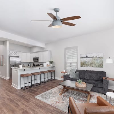52-Inch Ceiling Fan With Light, E26 Bulb Included, Remote Control - Cement Grey