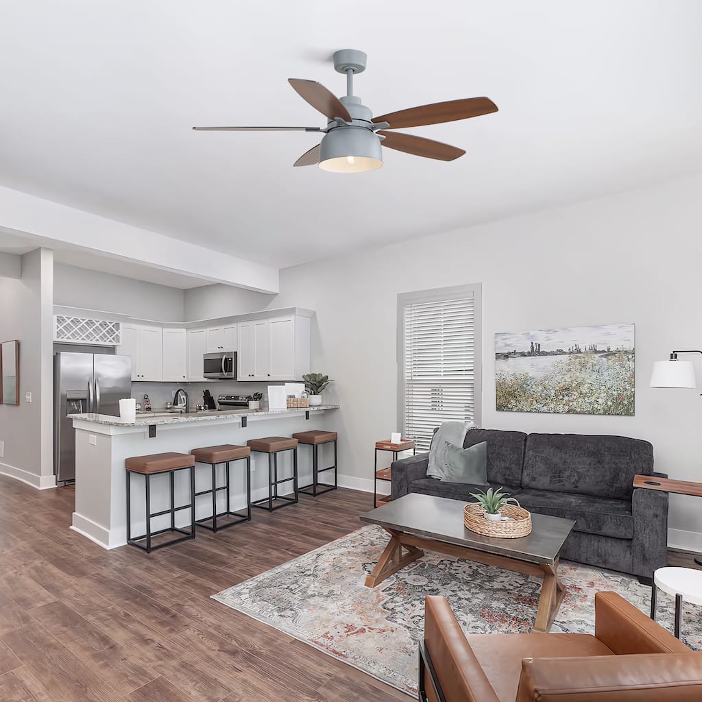 52-Inch Ceiling Fan With Light, E26 Bulb Included, Remote Control - Cement Grey