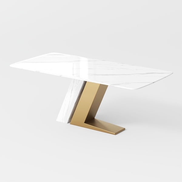 Modern and Luxury White Dining Table, with Rectangular