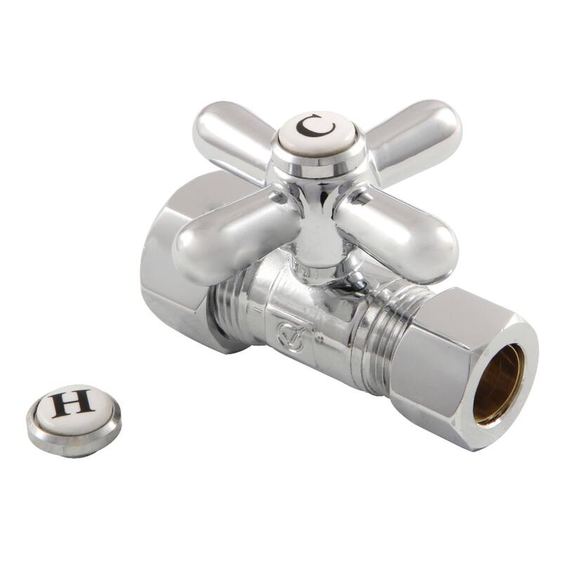 Kingston Brass Vintage 5/8-Inch OD Comp x 1/2-Inch OD Comp Quarter-Turn Straight Stop Valve - Polished Chrome