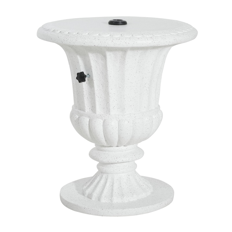 Roomfitters Adela Outdoor Patio Side Table Umbrella Base with Sand Filling Design, MGO White Marble Finish