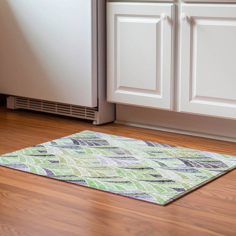 Premium Washable Super Soft Chic Mosaic Mayfield Rug - Green - 1' 8" x 2' 6"
